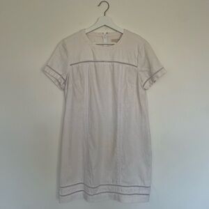MICHAEL KORS Short Sleeve White Linen Dress - Size Large